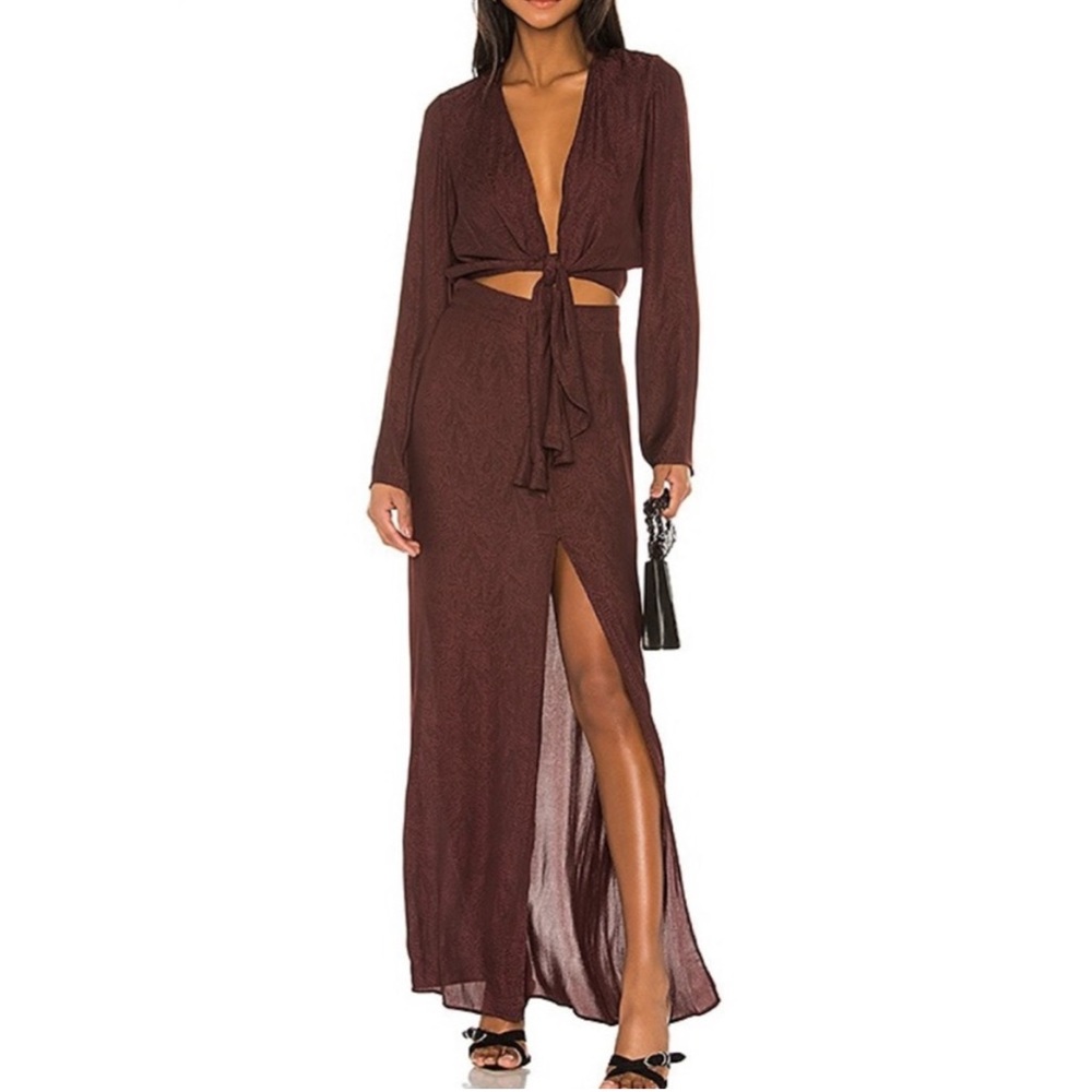 L'Academie Revolve Burgundy Maxi Dress
